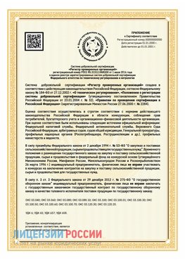 Приложение к сертификату для ИП Кыштым Сертификат СТО 03.080.02033720.1-2020